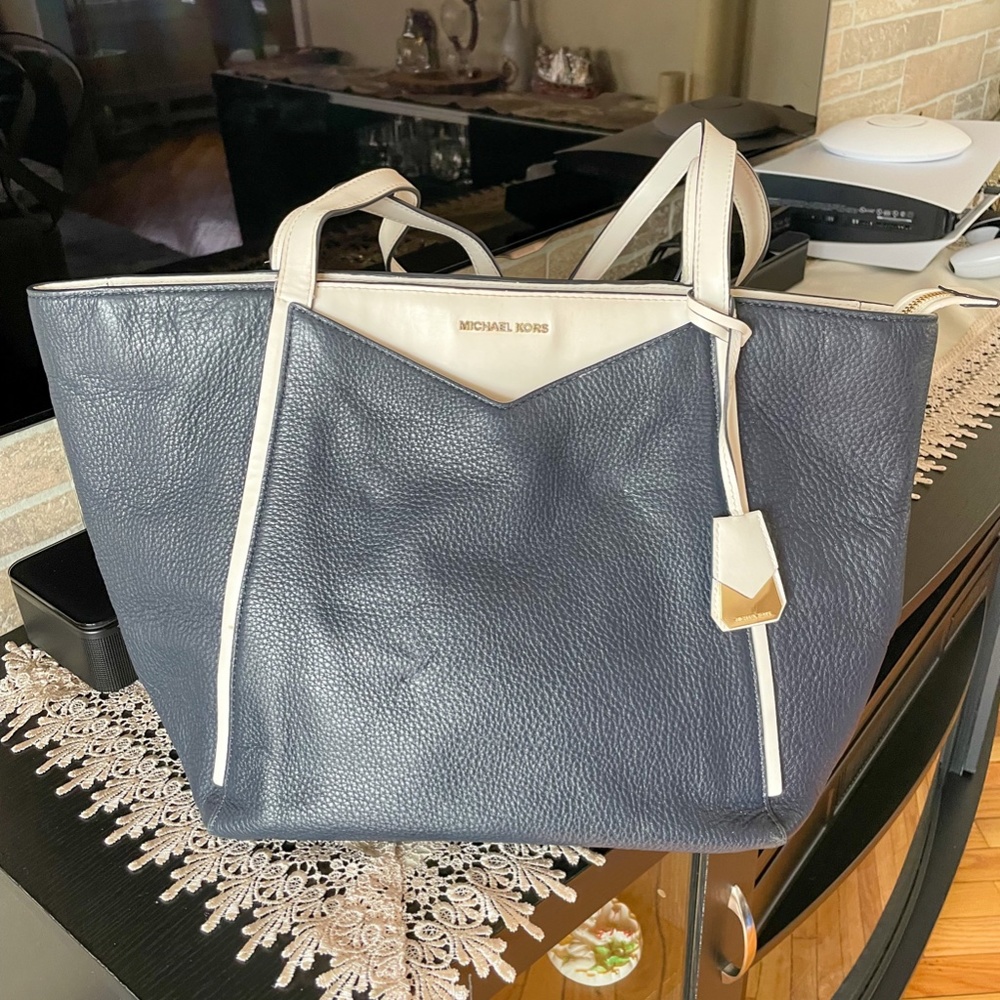 Blue and White Michael Kors Tote